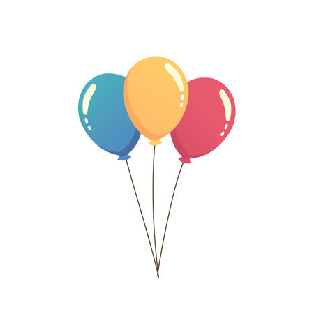 Balloon birthday isolated on white background. Three colorful balloons. Birthday party decoration element. Vector stockのイラスト素材