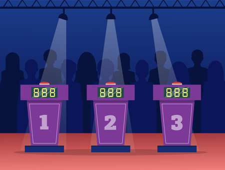Quiz game empty stage interior design. Television trivia show. Vector stockのイラスト素材