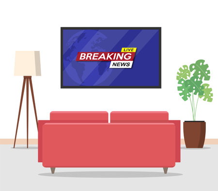 Empty living room home place with couch and tv. Vector stockのイラスト素材