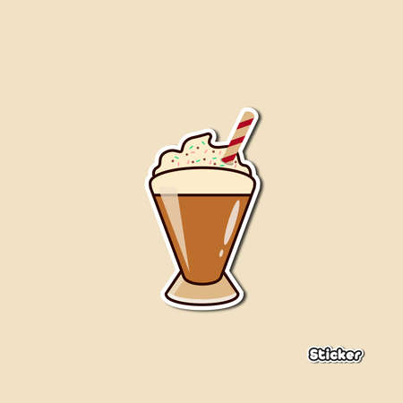 Delicious Cream Coffee illustration drink with cartoon and stickers styleのイラスト素材