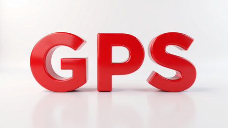 3d rendering of the word Gps on a white background.