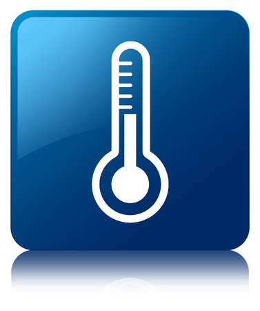 Thermometer icon glossy blue reflected square buttonの写真素材