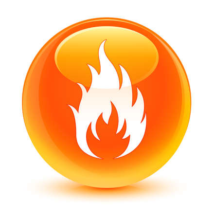 Fire icon glassy orange buttonの写真素材