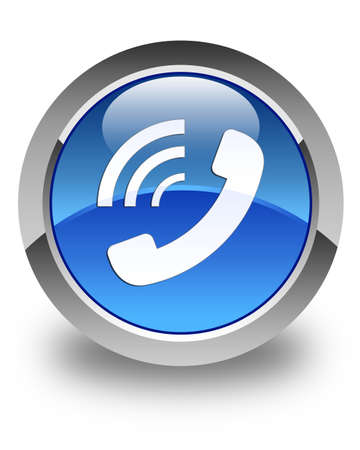 Phone ringing icon glossy blue round buttonの写真素材