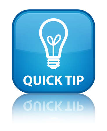Quick tip (bulb icon) cyan blue square buttonの写真素材