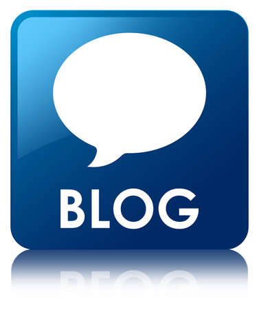 Blog (conversation icon) blue square buttonの写真素材