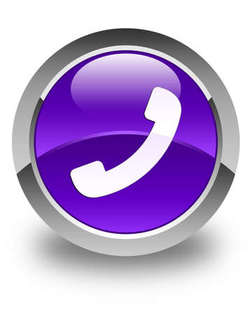 Phone icon glossy purple round buttonの写真素材