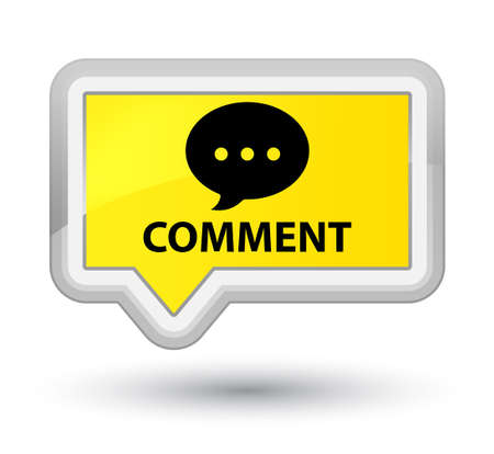 Comment (conversation icon) yellow banner buttonの写真素材