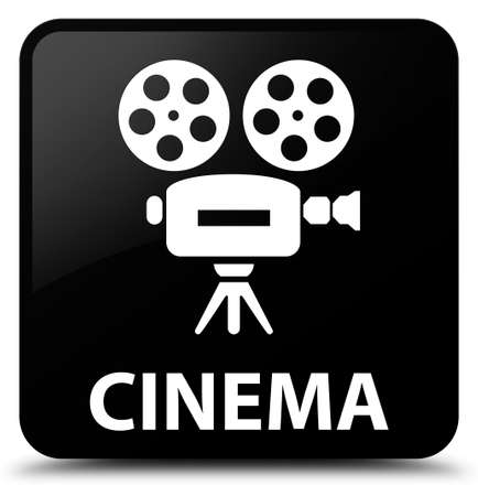 Cinema (video camera icon) black square buttonの写真素材