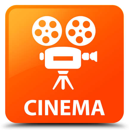 Cinema (video camera icon) orange square buttonの写真素材