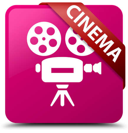 Cinema (video camera icon) pink square buttonの写真素材