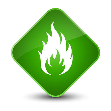 Fire icon isolated on elegant green diamond button abstract illustrationの写真素材