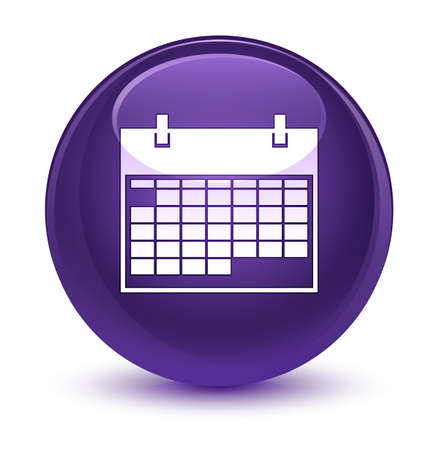 Calendar icon isolated on glassy purple round button abstract illustrationの写真素材