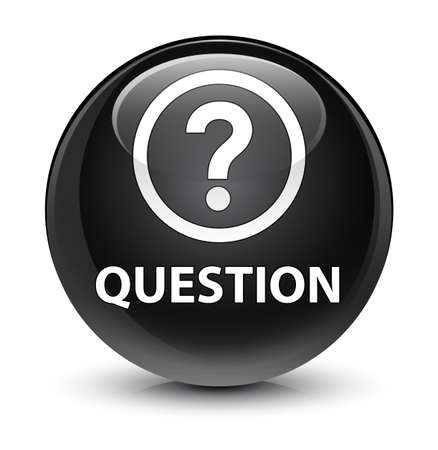 Question isolated on glassy black round button abstract illustrationの写真素材