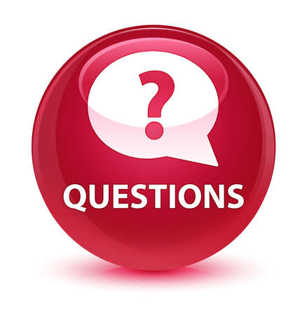 Questions (bubble icon) isolated on glassy pink round button abstract illustrationの写真素材