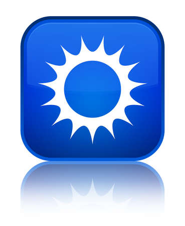 Sun icon isolated on special blue square button reflected abstract illustrationの写真素材