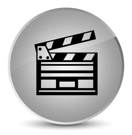 Cinema clip icon isolated on elegant white round button abstract illustrationの写真素材