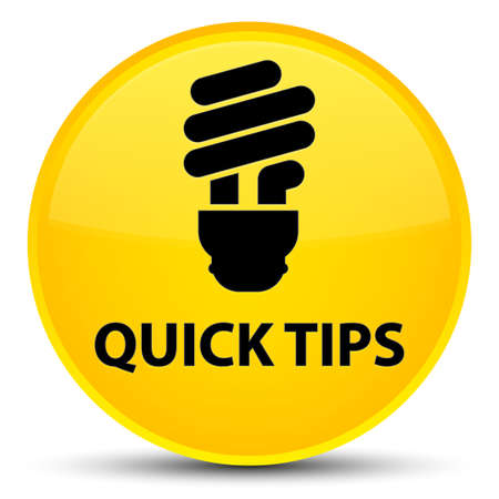 Quick tips (bulb icon) isolated on special yellow round button abstract illustrationの写真素材
