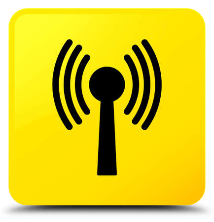 Wlan network icon isolated on yellow square button abstract illustrationの写真素材