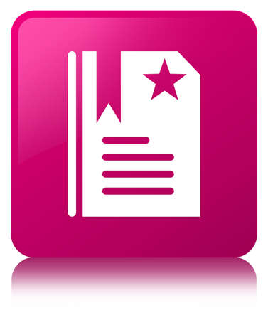 Bookmark icon isolated on pink square button reflected abstract illustrationの写真素材