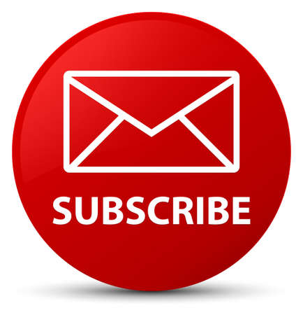 Subscribe (email icon) isolated on red round button abstract illustrationの写真素材