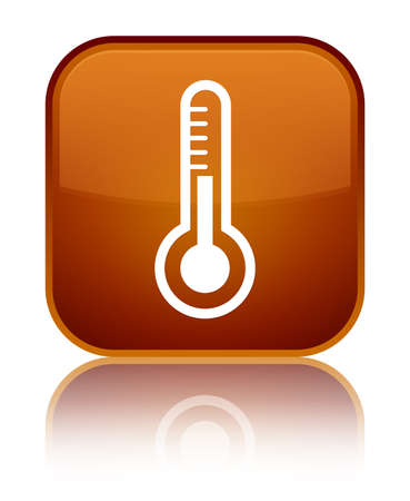 Thermometer icon isolated on special brown square button reflected abstract illustrationの写真素材