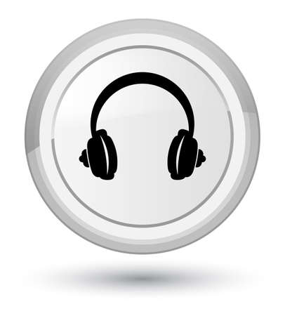 Headphone icon isolated on prime white round button abstract illustrationの写真素材