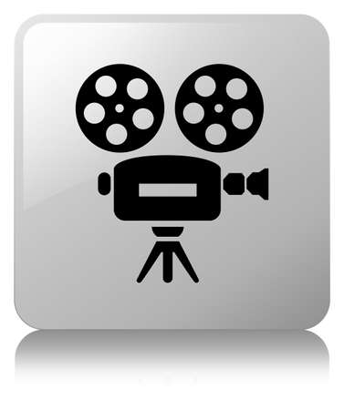 Video camera icon isolated on white square button reflected abstract illustrationの写真素材
