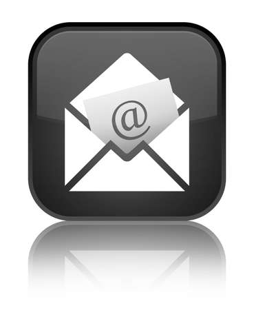 Newsletter email icon isolated on special black square button reflected abstract illustrationの写真素材