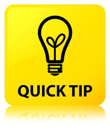 Quick tip (bulb icon) isolated on yellow square button reflected abstract illustrationの写真素材