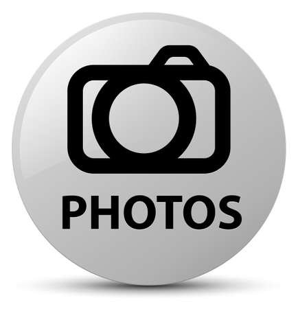 Photos (camera icon) isolated on white round button abstract illustrationの写真素材