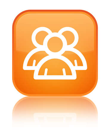 Group icon isolated on special orange square button reflected abstract illustrationの写真素材