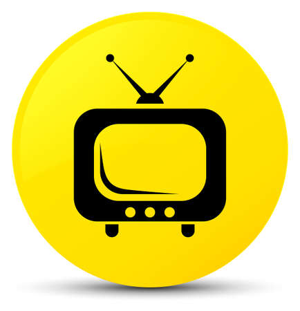 TV icon isolated on yellow round button abstract illustrationの写真素材