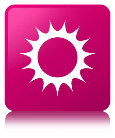 Sun icon isolated on pink square button reflected abstract illustrationの写真素材