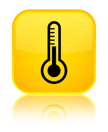 Thermometer icon isolated on special yellow square button reflected abstract illustrationの写真素材