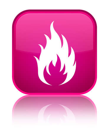 Fire icon isolated on special pink square button reflected abstract illustrationの写真素材