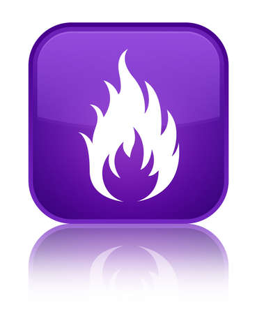 Fire icon isolated on special purple square button reflected abstract illustrationの写真素材