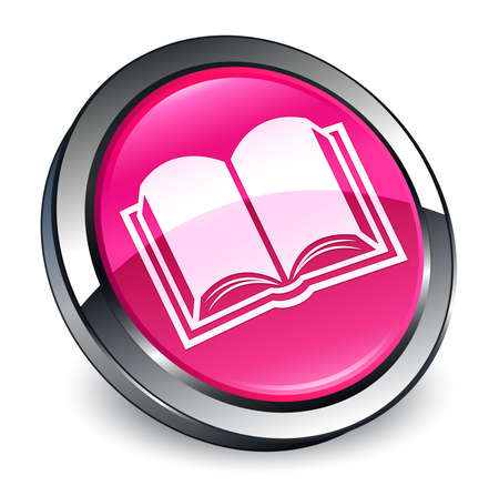 Book icon isolated on 3d pink round button abstract illustrationの写真素材