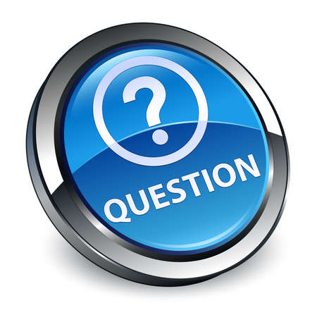 Question isolated on 3d blue round button abstract illustrationの写真素材
