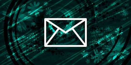 Email icon floral emerald green banner background natural pattern fractal illustration design