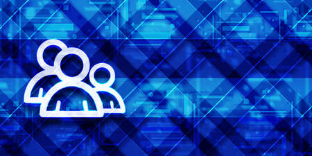Group icon modern glassy blue banner background futuristic geometric design pattern illustrationの写真素材