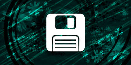 Floppy disk icon floral emerald green banner background natural pattern fractal illustration designの写真素材