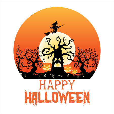 Vector 'Happy Halloween' Halloween T Shirt designのイラスト素材