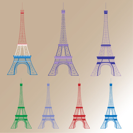 Eiffel Tower in Paris vector illustration with Different colorのイラスト素材