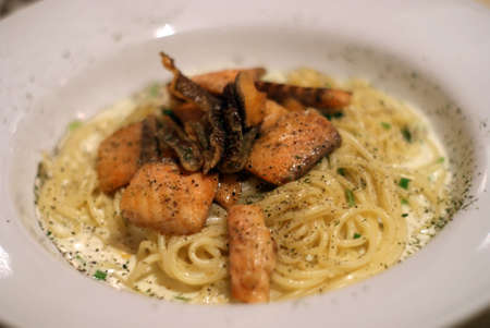 Salmon Pastaの写真素材