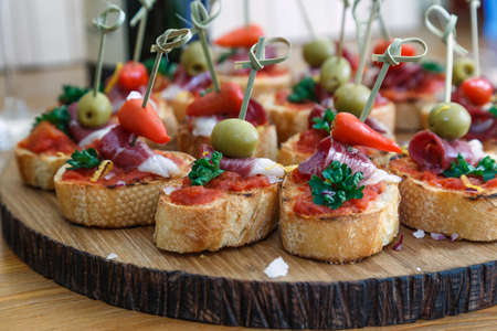 delicious looking side dishes, appetizer food or tapas.の写真素材
