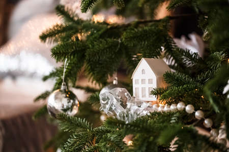 Closeup of Christmas ball from Christmas treeの写真素材