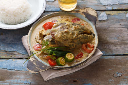 Curry fish head, Traditional singaporean cuisineの写真素材