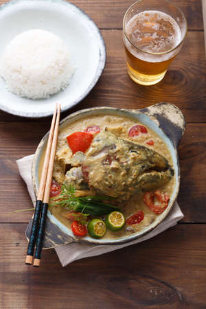 Curry fish head, Traditional singaporean cuisineの写真素材