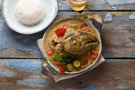Curry fish head, Traditional singaporean cuisineの写真素材